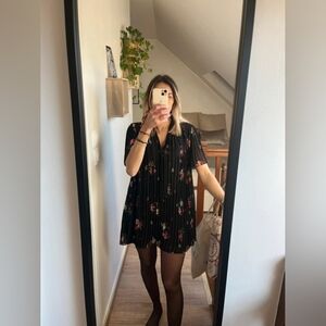 ASOS Black Floral Mini Dress, Size S